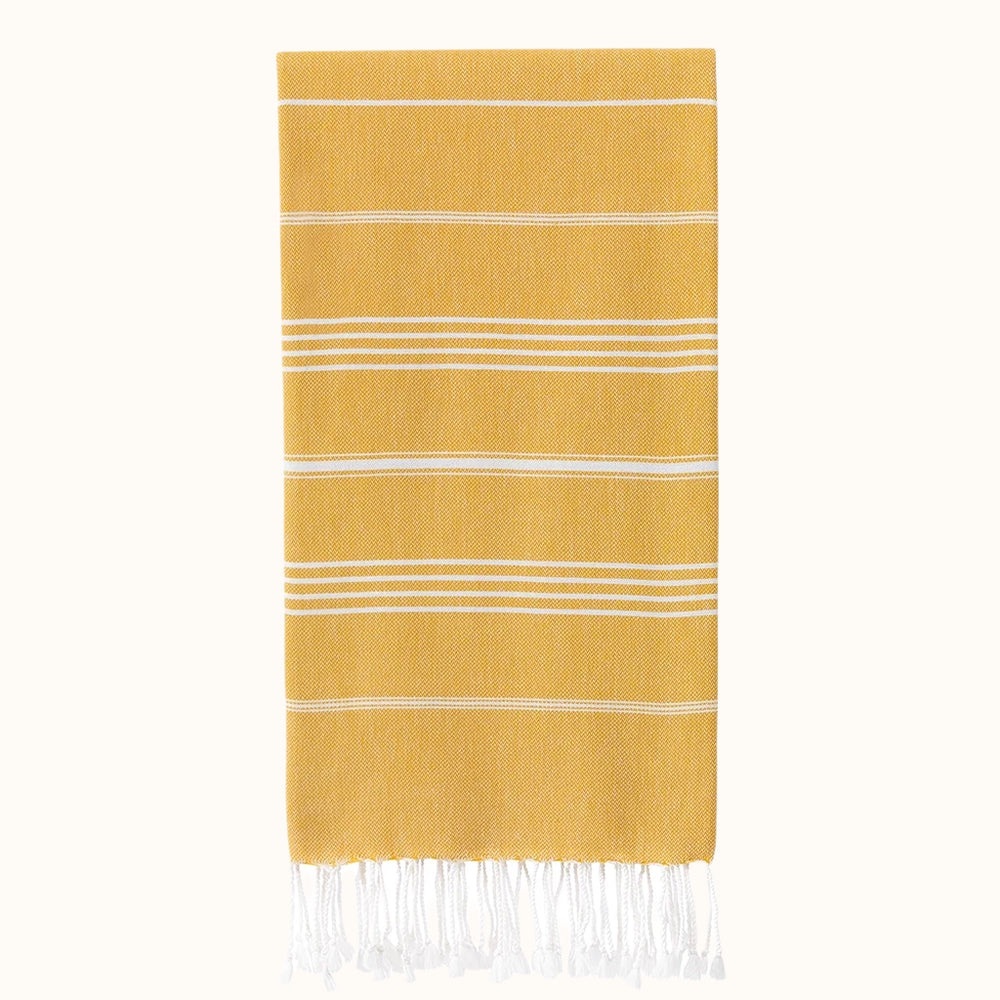 New Peshtemal Turkish towel yellow and white stripe